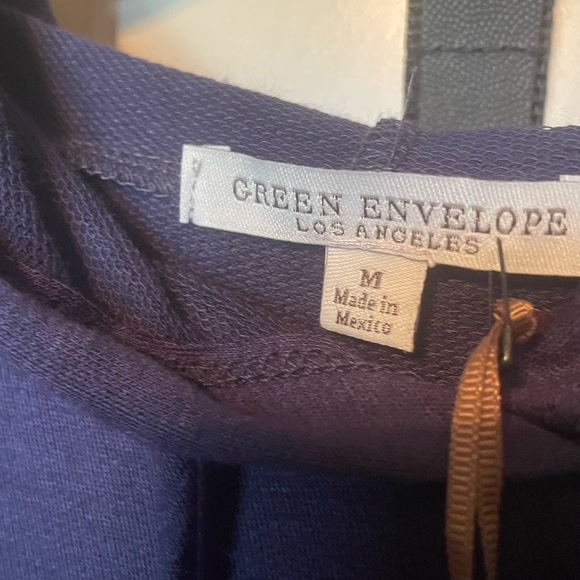 Green Envelope Medium Blue Navy Pullover hooded light weight Fall essential - Picture 3 of 9